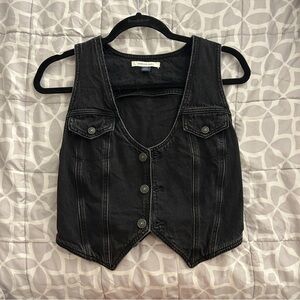 American Eagle Black Denim Vest